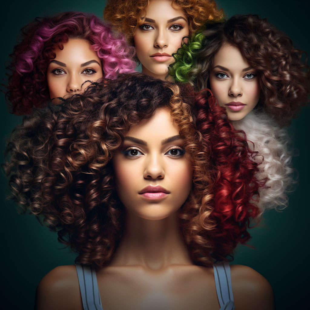 Curly Hair Transplant image featuring a variety of curly hair types and colors.