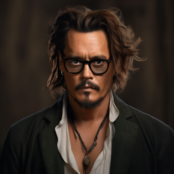 Johnny Depp Hair Transplant visualization using his signature dark hair and skin tones.