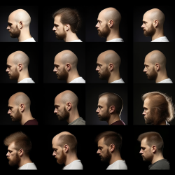 FUT Hair Transplant Timeline Photos that showcases the progression of hair growth and scalp healing in natural colors.