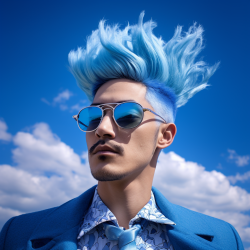 Turkish Plane Hair Transplant with shades of blue for the sky and varying hair colors.