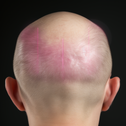 Scarless Hair Transplant visualization showing a healed scalp in natural, healthy pink tones.